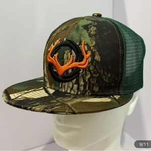 Camo Mesh Cap with Orange Antler Logo